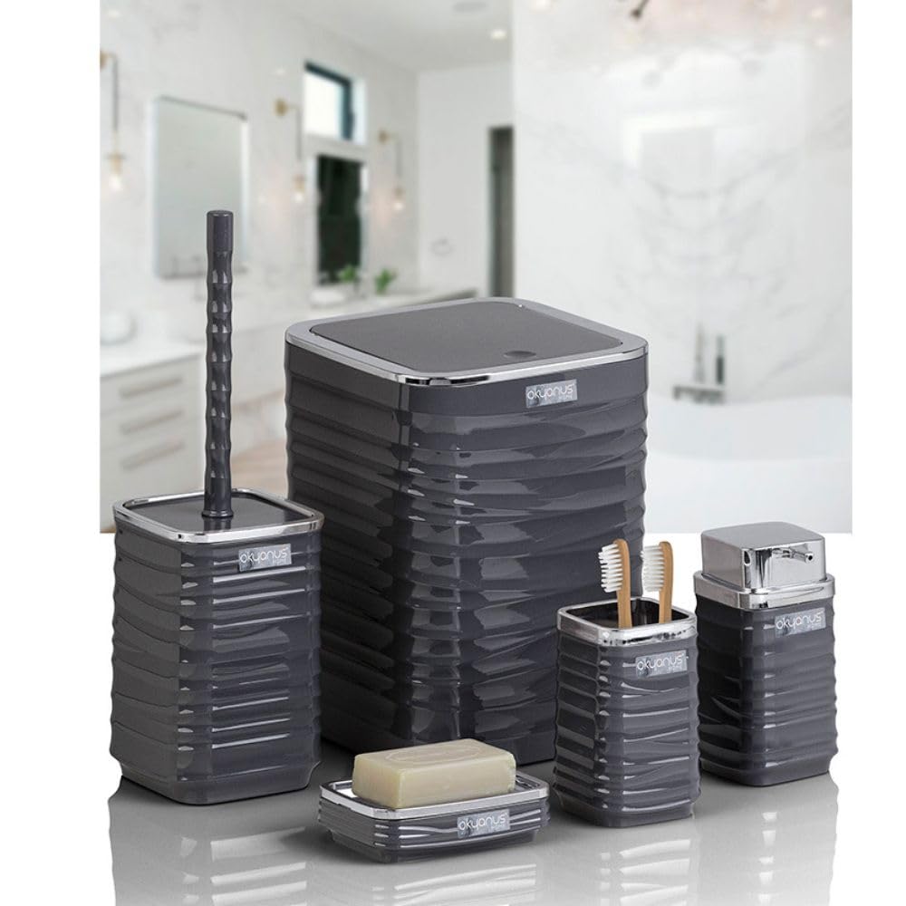 Okyanus 5-Piece Bathroom Set – Square Luna (Silver) Grey, 36GCL-OKY-440-1-A