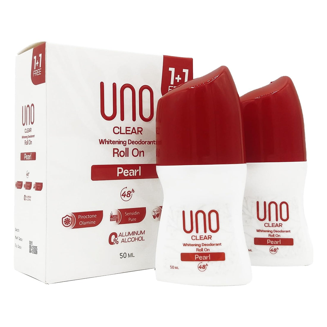 UNO Clear Whitening Creamy Deodorant Roll On (Pack Of 2) With The Scent Of Pearl - 50 ml