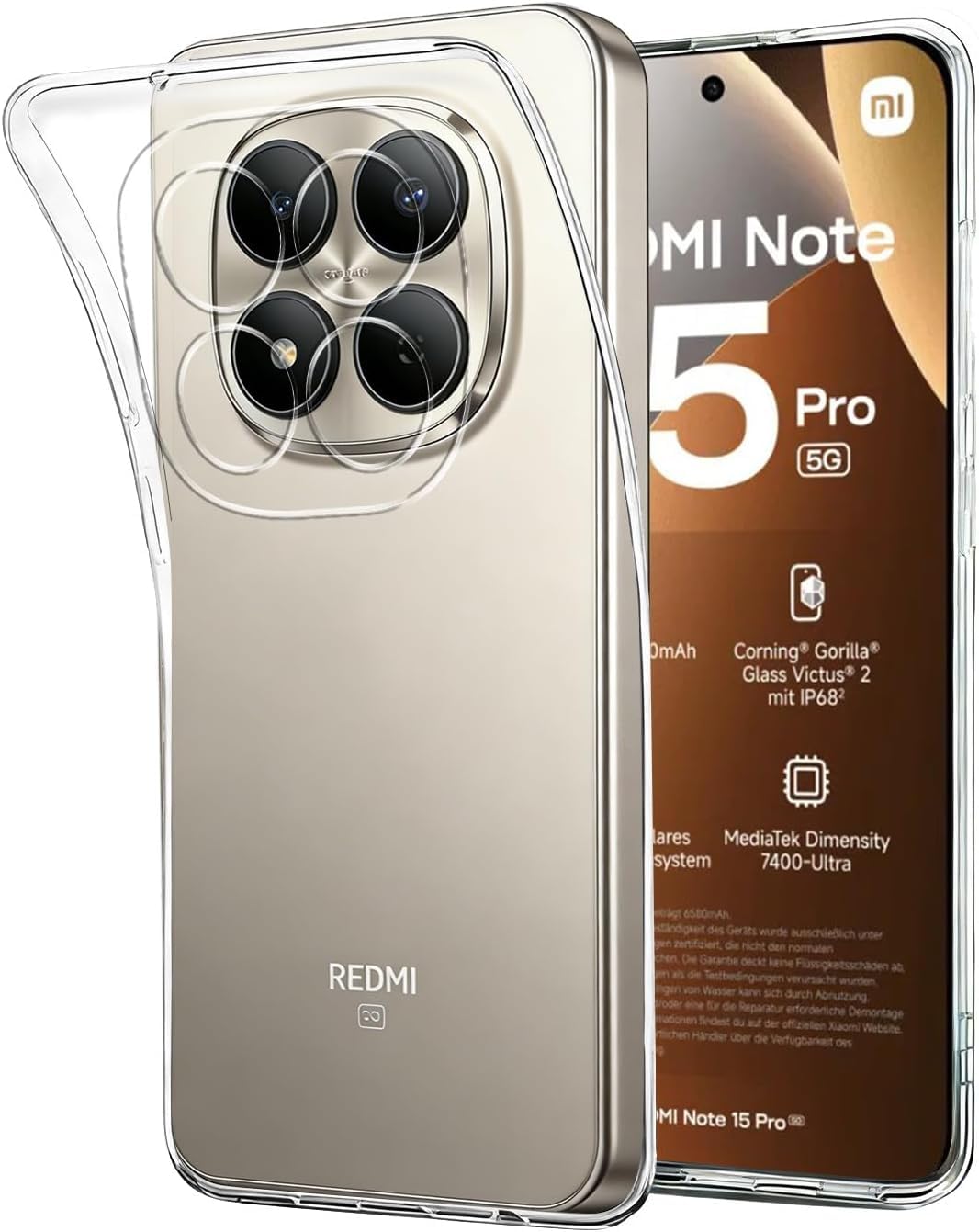 Captor Xiaomi Redmi Note 15 Pro Plus 5G Case, Transparent Soft Silicone Case, Slim, Anti-Scratch, Camera Protection, Anti-Yellowing, Durable for Redmi Note 15 Pro Plus Cover