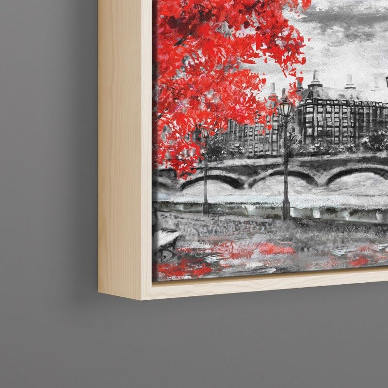 Abstract framed portrait of big ben and red tree 120x80