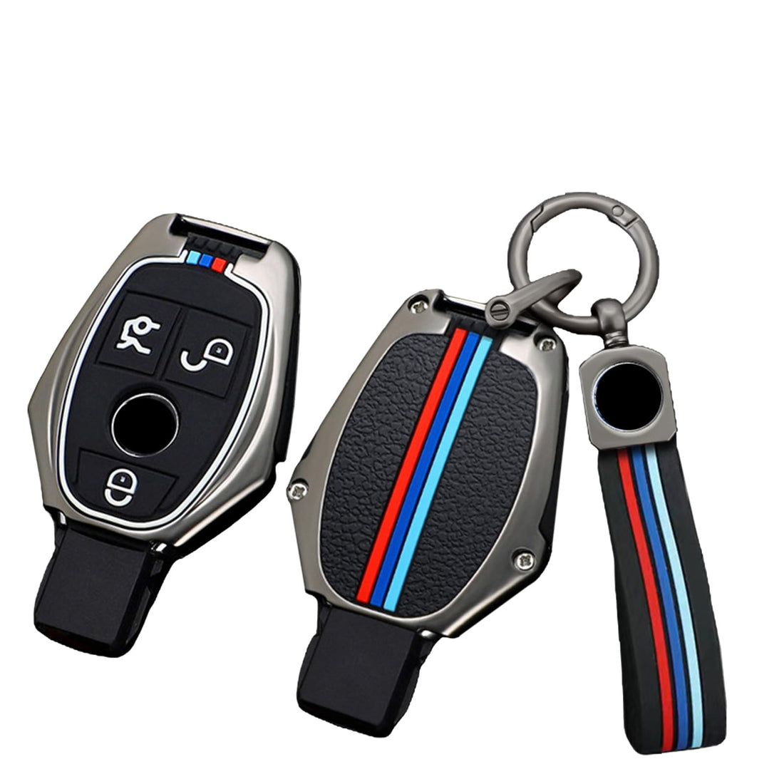 vol 【TTQK】Key Case, Keychain, Metal Shell Cover Compatible for Mercedes-Benz C/E-GLC/GLE/GLA/S/C200L/GLC260 Series 【Gunmetal】