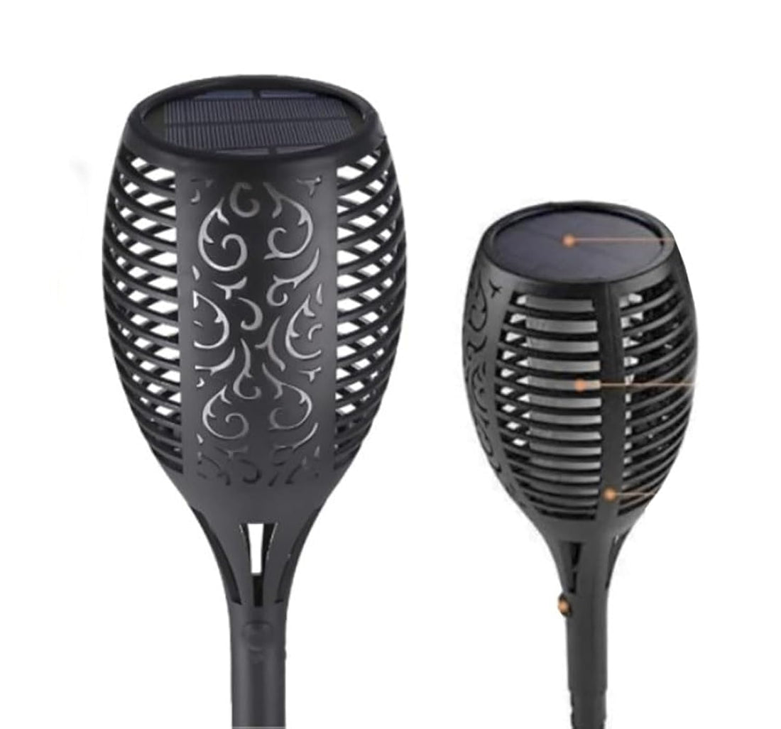Solar Torch Lights with Flickering Flame, Solar Powered Outdoor Lights for Garden, Pathway, Yard, Pathway 2 Pack (1 Large and 1 Medium Pack)