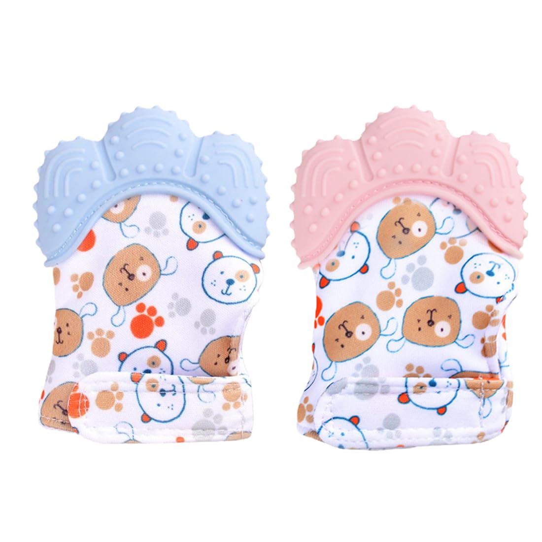 Baby Teething Gloves, Pack of 2 Gloves, Teething Ring Toy, Crinkle Gloves, Teething Ring Toy, Protective Glove, BPA-Free, Soothe Sore Gums, for 0-12 Months Baby