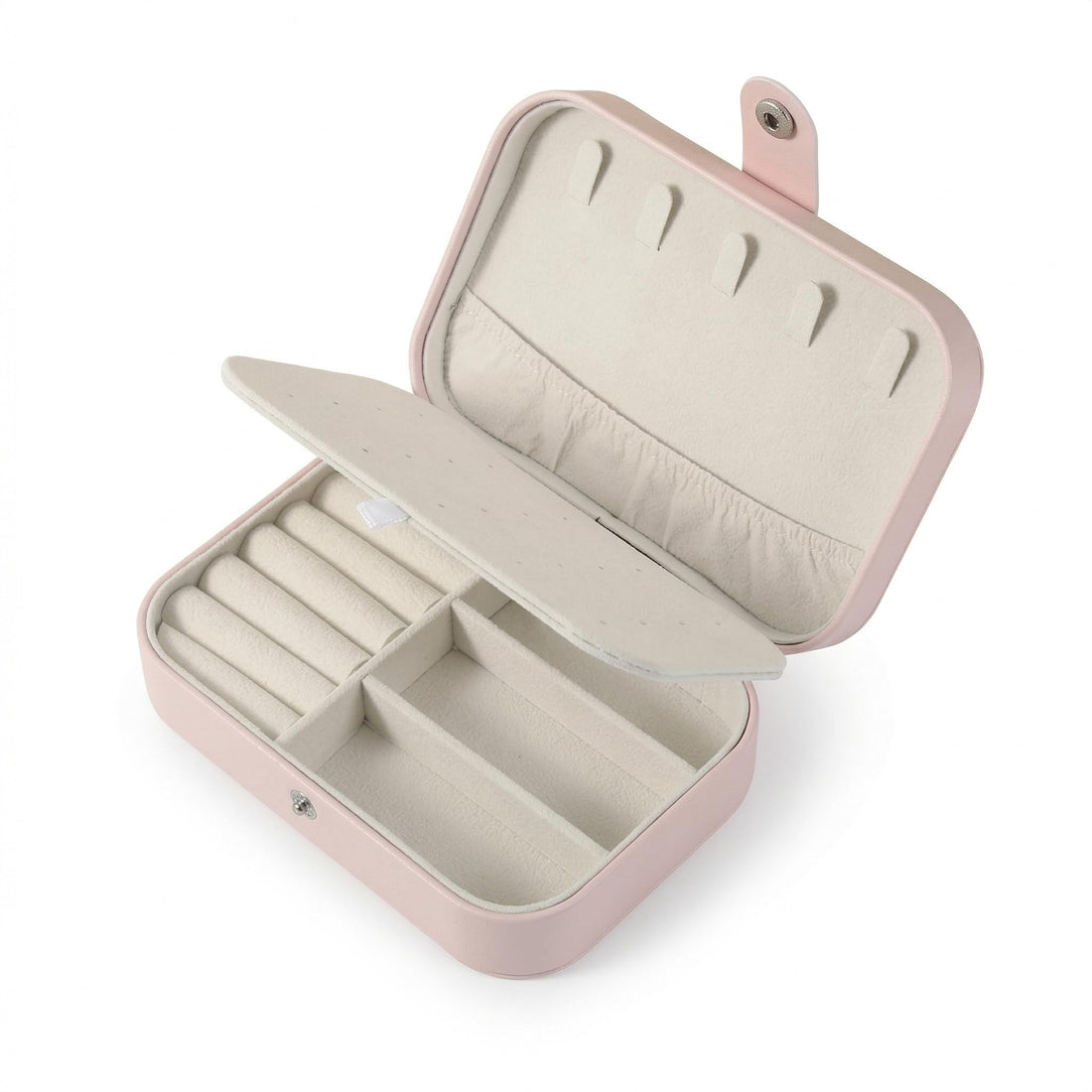 Nopatia Portable Jewelry Storage Box, Small and Light, Perfect for Earrings Necklaces Rings Portable Stylish Design for Travel and Daily Use (Pink)