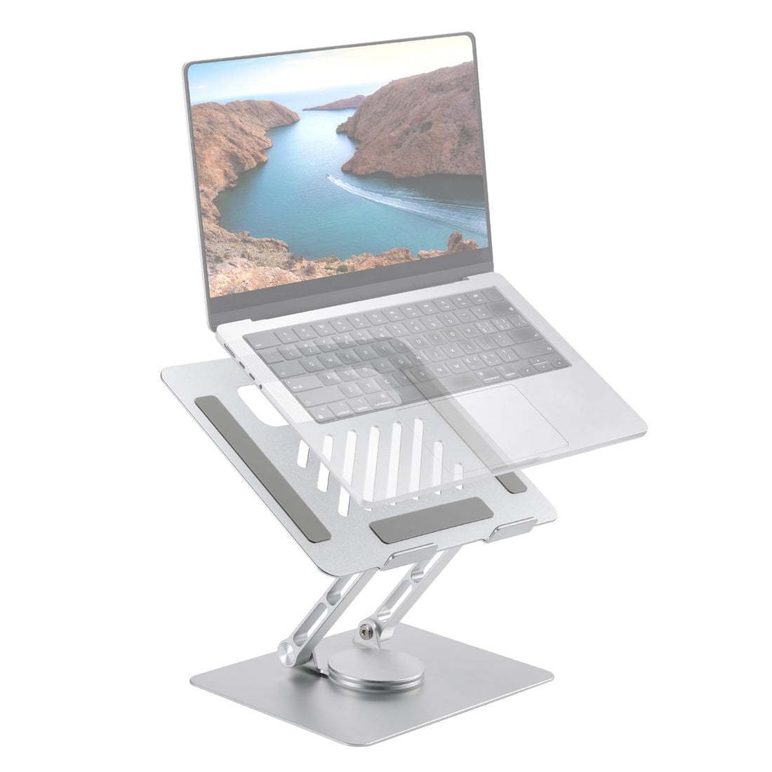 Rotating Laptop Stand for Desk Aluminum Alloy, Adjustable Ergonomic Laptop Riser with Foldable 360° Swivel Base, Compatible with MacBook Air Pro Lenovo Razer up to 16" Notebooks Computers