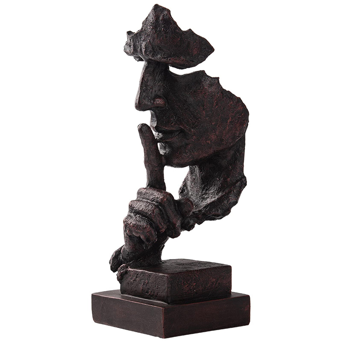 WOERD Abstract Sculptures Face Resin Statues Creative Desk Decorations Thinker Statue Handmade Creative Abstract Keep Silent Figurine Abstract Sculpture for Office Home Decor (Black)