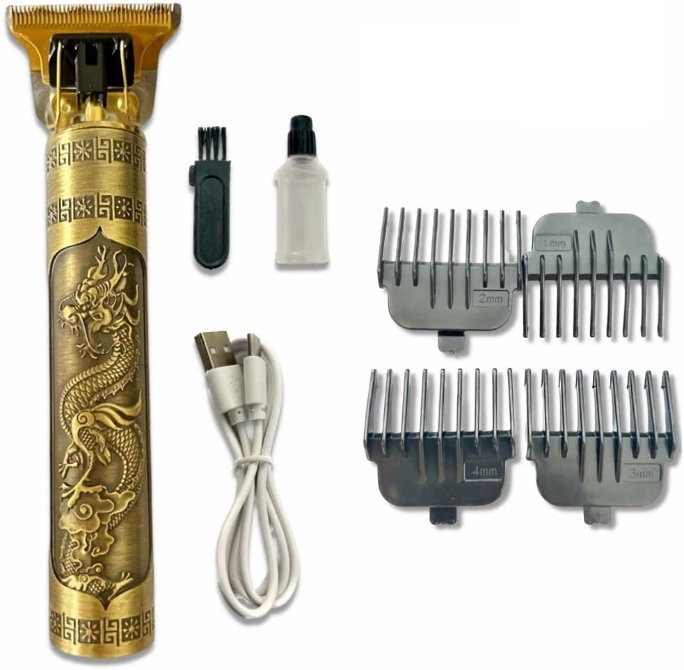 Jalsa Vintage Dragon Design Beard & Hair Cutting Machine – Professional Electric Hair Clipper – Precision Trimmer for Beard, Hair & Grooming with Stylish Engraved Metal Body