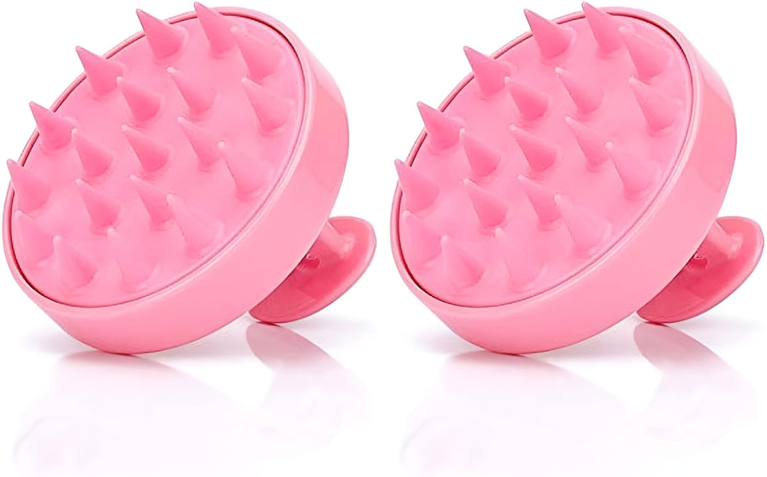 Silicone Scalp Massager Brush 2PCS for Wet & Dry Hair, Soft Bristles Hair Scrubber for Deep Scalp Cleansing, Helps Reduce Flakes, Ergonomic Grip for Shampoo and Shower Use (Random Color)
