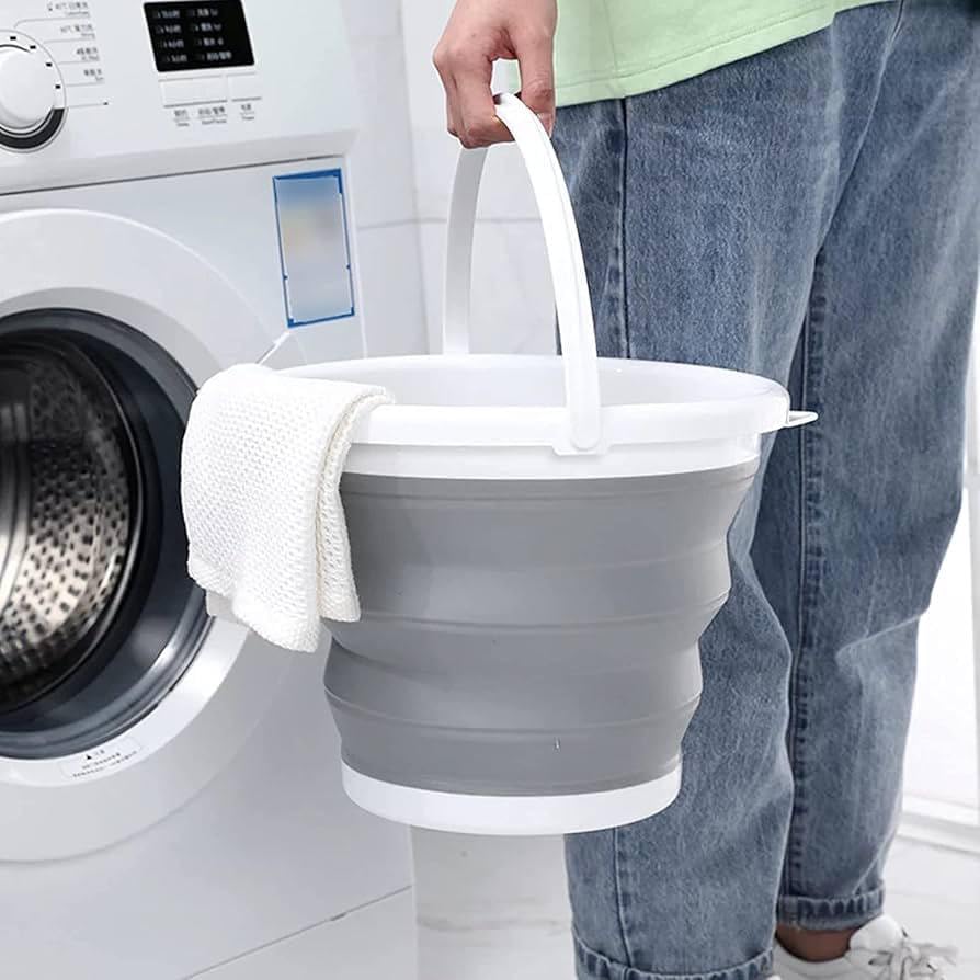 Generic Silicone Bucket with Handle, 10 Litre Capacity, Foldable Design for Washing and Cleaning, .hg