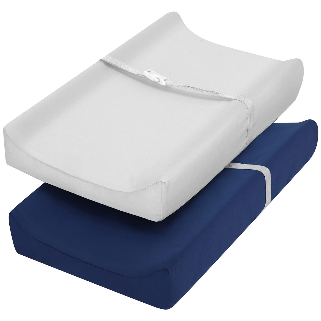 Moro Moro 3 Changing Pad Cover Boys, Jersey Knit Ultra Soft Diaper Change Table Sheets, Fit 32"/34''X16" Contoured Pad, Comfy Cozy 2-Pack Cradle Sheets, Navy Blue & Lt Gray