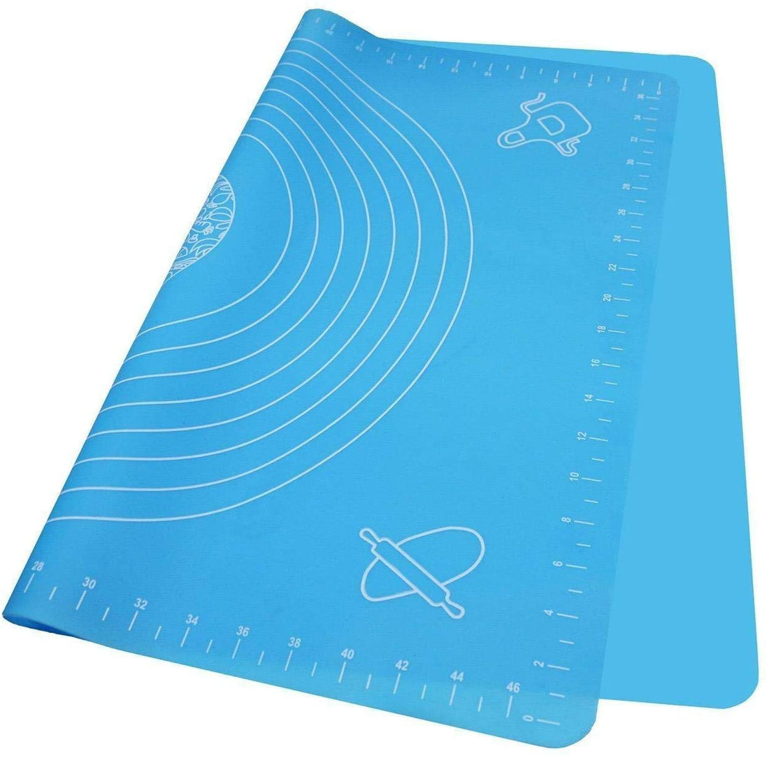 Rubik Generic Extra Large Silicone Baking Mat for Pastry Rolling with Measurements, Liner Heat Resistance Table Placemat Pad Pastry Board, Reusable Non-Stick Silicone Baking Mat for Housewife - (Blue)