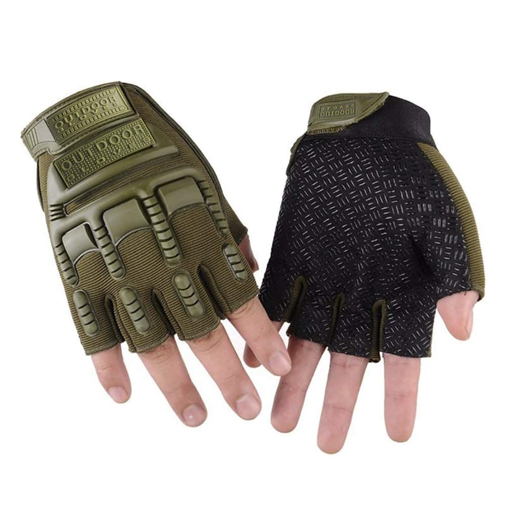 Anti Skid Glove for Sports, Hiking, Cycling, Travelling, Camping, Outdoor, Motorcycle Riding Fingerless Half Finger Work Outdoor Gloves (Free Size)