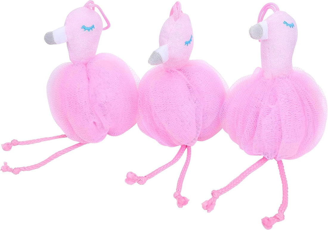 Cute Flamingo Bath Loofah - Soft and Practical Exfoliating Bath Loofah - Rich Foam - Fun Design for Kids & Adults - Premium Loofah to Remove Impurities and Rejuvenate Skin (2 Pack)