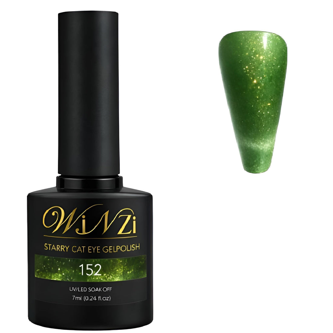Olive Emerald Cat Eye Gel Polish – Magnetic Shimmer Effect, Deep Green Shine with Golden Reflection, Smooth Application, Long-Lasting Finish – Shade 152
