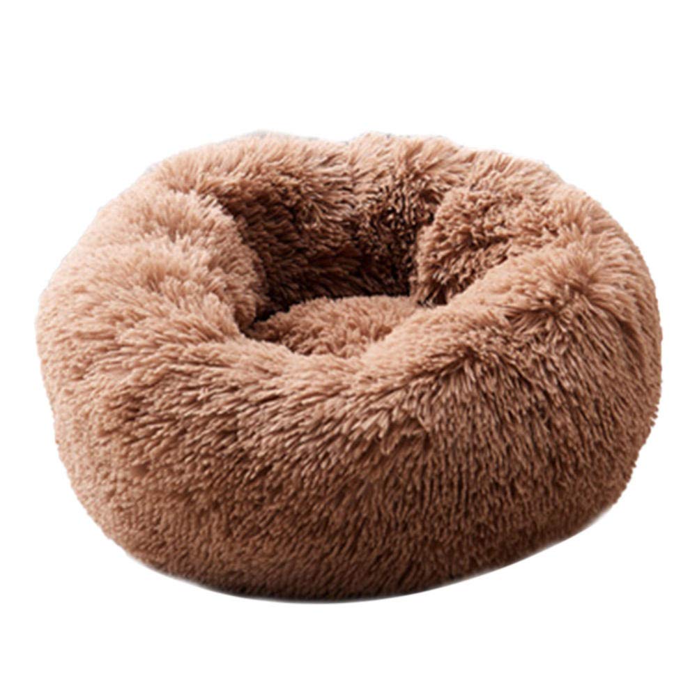 Moro Moro 3 Pet Warm Cushion Round Plush Pet Kennel Bed Washable Cat House Cushion Dog Basket Puppy Cushion Foldable Animal Sofa Coffee_S-50Cm