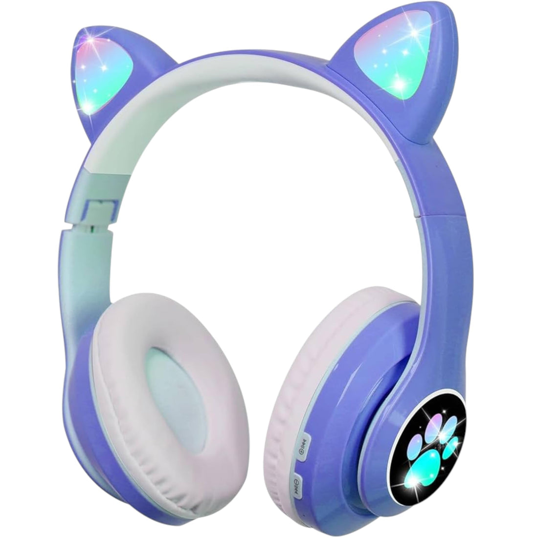 Cat Ear Gaming Headset STN-28, Wireless Bluetooth Headphones with LED RGB Lighting, HD Bass Sound, TF Card Support (Blue)
