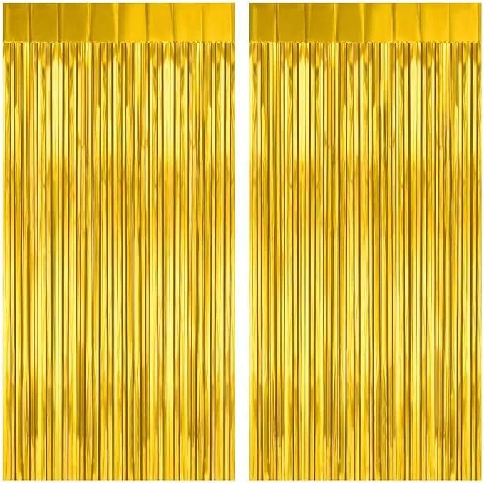 Decorative Curtains for Birthday, Wedding, Engagement, Baby Shower, Bridal Shower, Bridal Shower, 2 Pieces (1m3m) (Gold)
