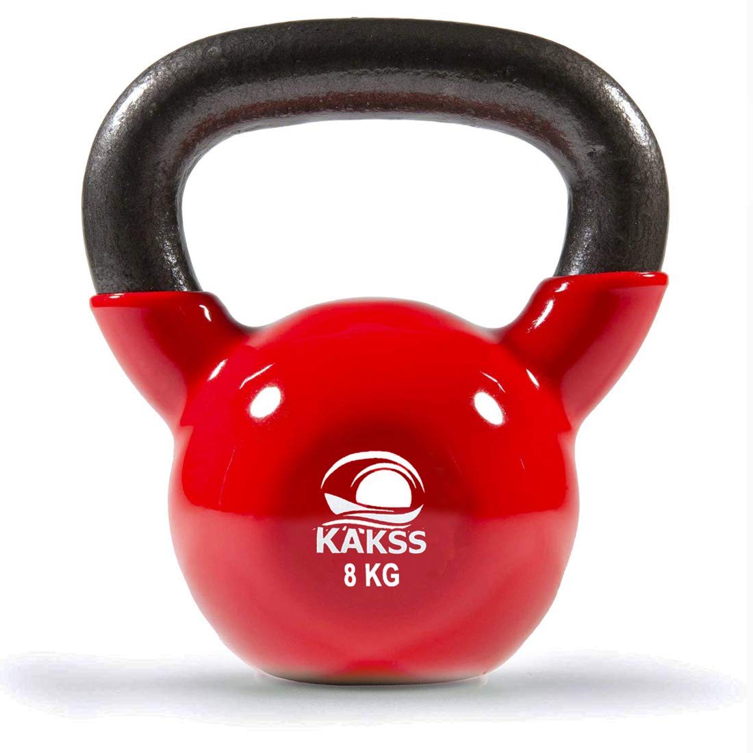 Kakss Vinyl Half Coating Kettle Bell for Gym & Workout (8 KG (Red)) (Proudly Made in India)