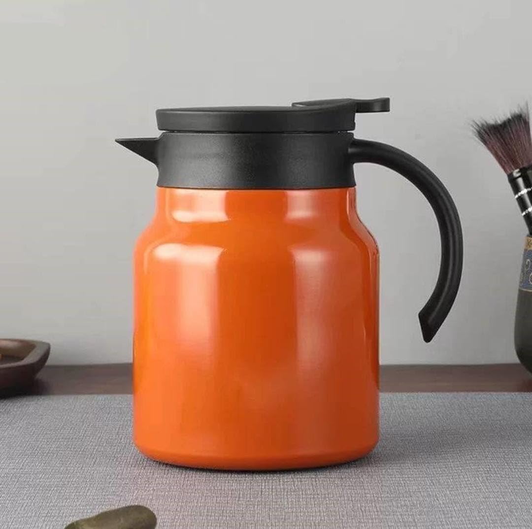 ZLZIDAN Thermos Coffee Pot 1 Liter Stainless Steel Thermos with Double Wall Vacuum Insulation - Leak-proof Design Ensures Excellent Heat and Cold Retention for Your Beverages.(Orange)