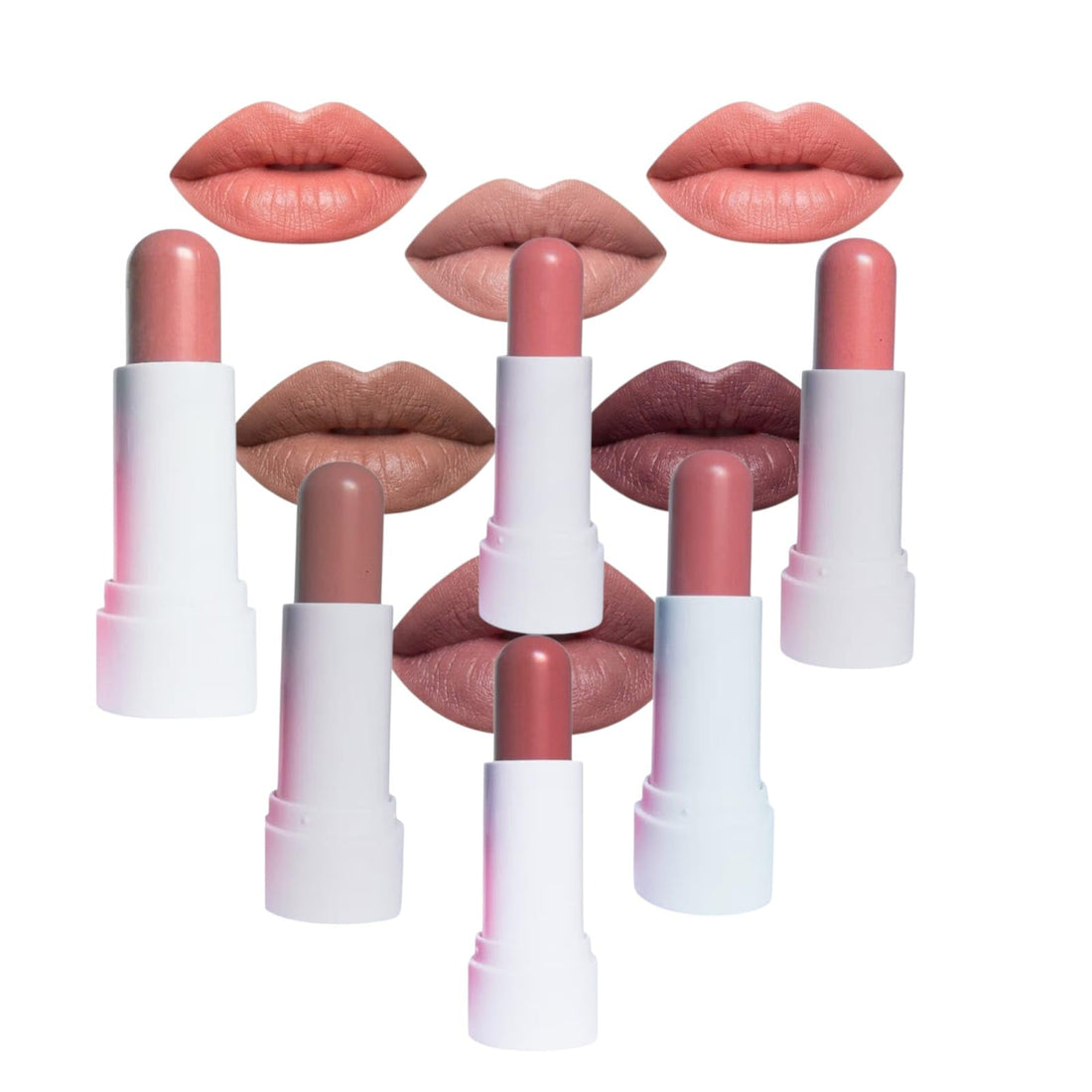 Blusher Stick Lipstick, Nude Pink & Brown Tones, Matte Finish, Multicolor Set