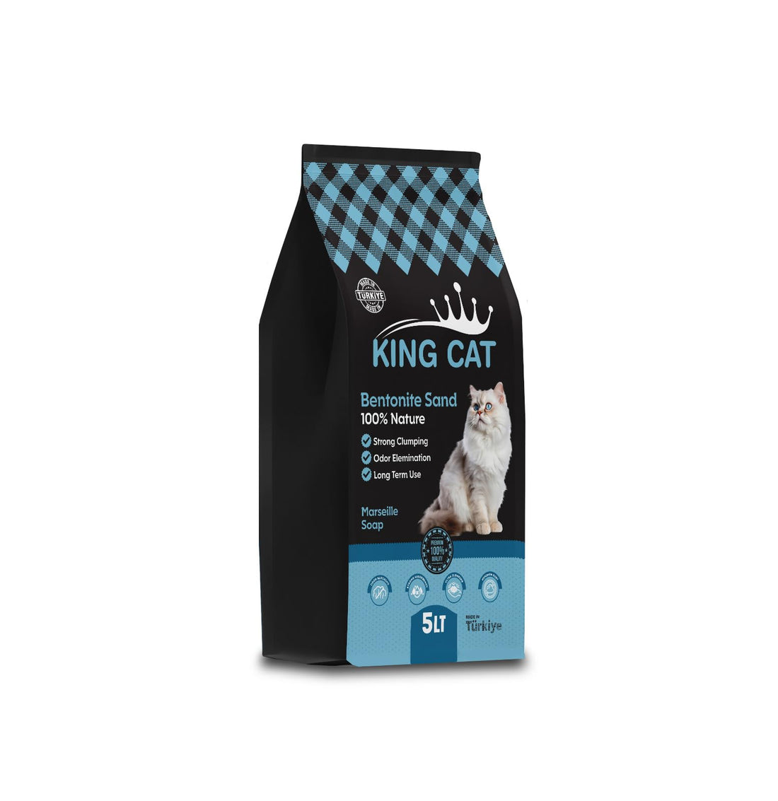 King Cat Cat Litter Made from 100% Clumping Natural Bentonite, 99.5% Dust Free, Super Clumping, Odour Control, Easy To Dispose, Economics Consumption (5L, Marseille Soap)