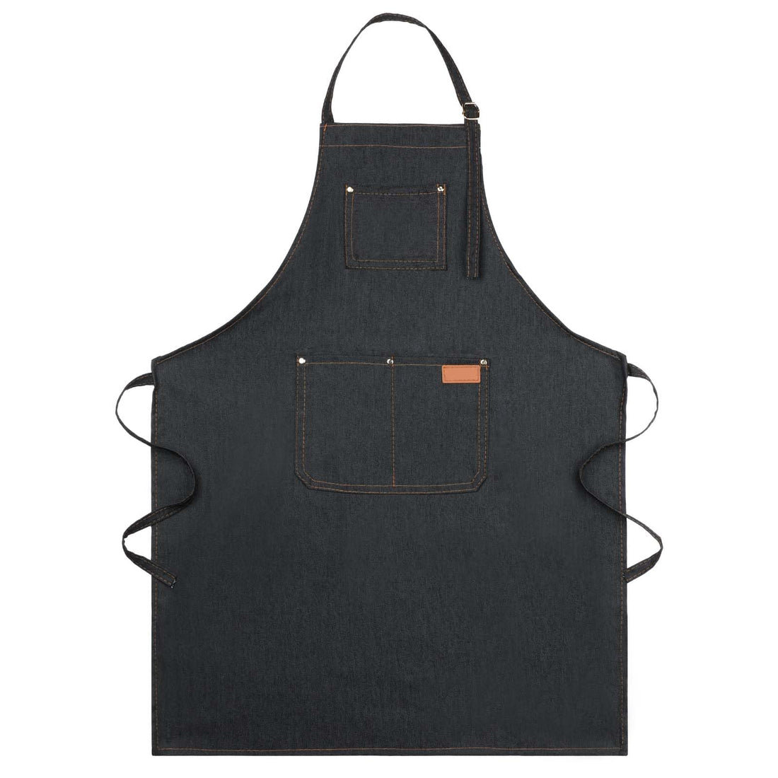 Hariendny Unisex Denim Apron - Adjustable Bib With 3 Pockets - Canvas Work Apron for Kitchen, Garden, Crafting and Studio - Black Artist Apron for Women