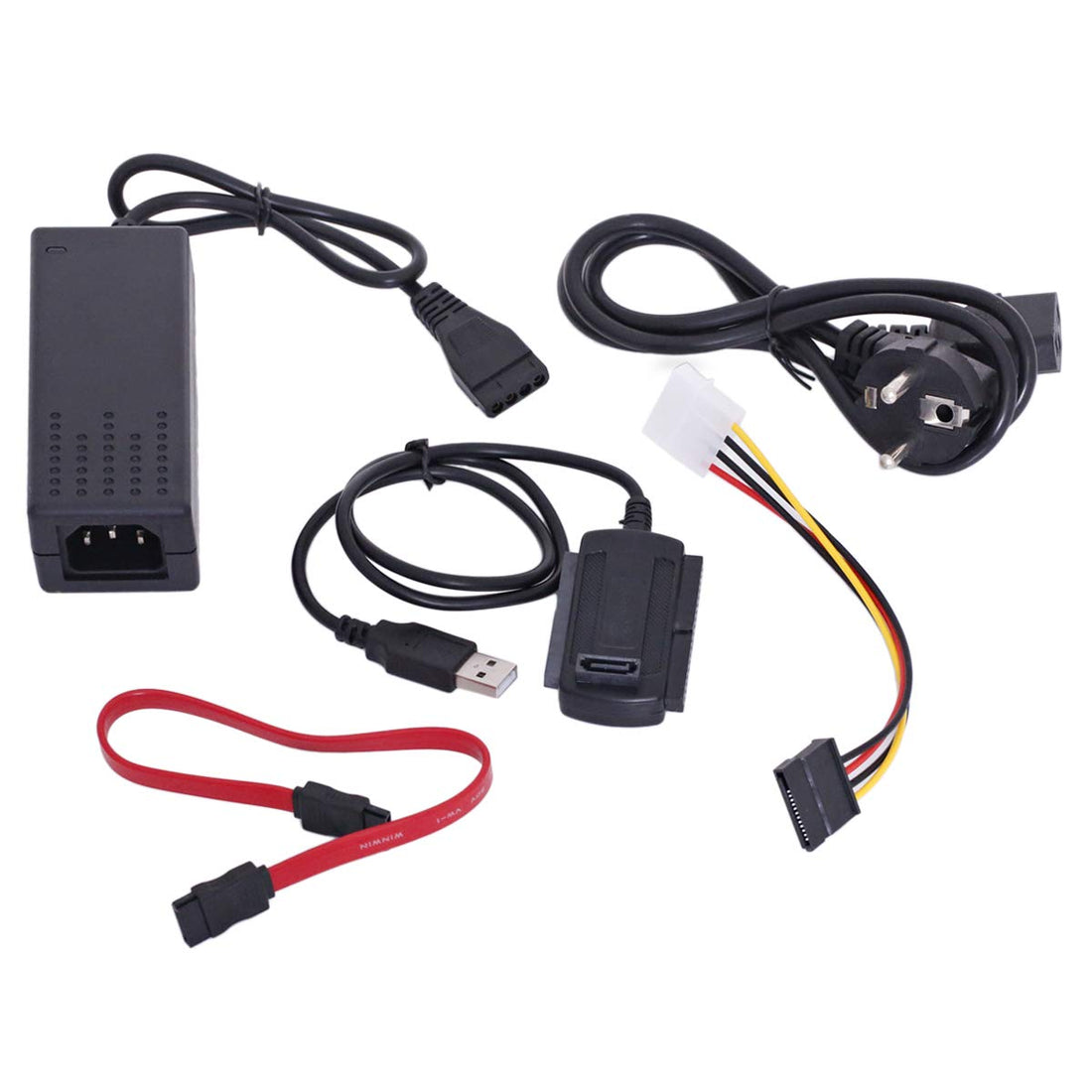 Generic USB 2.0 to SATA IDE Cable, 4-Pin, Black, Hard Drive, SSD, Desktop Computer, Data Transfer, Cable
