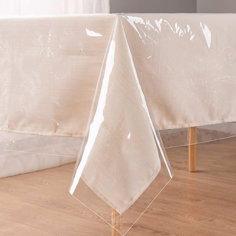 CEWROM Transparent Table Film, Waterproof Table Protector Film, Transparent Tablecloth, Washable, for Waterproof and Oil-Resistant Protection of Tables and Furniture (140 x 240 cm)