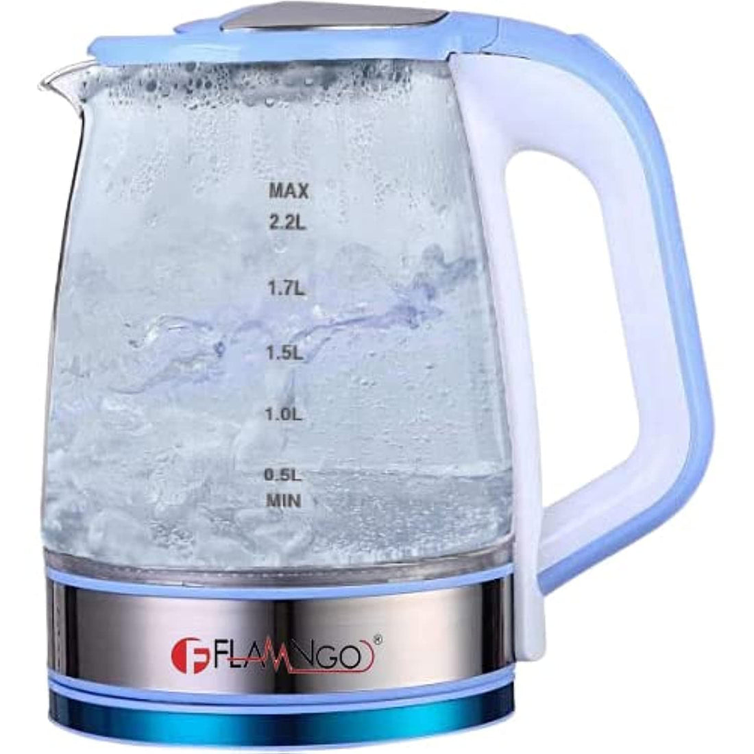 Flamngo fm-4003 electric glass kettle - 2.2 liters, blue