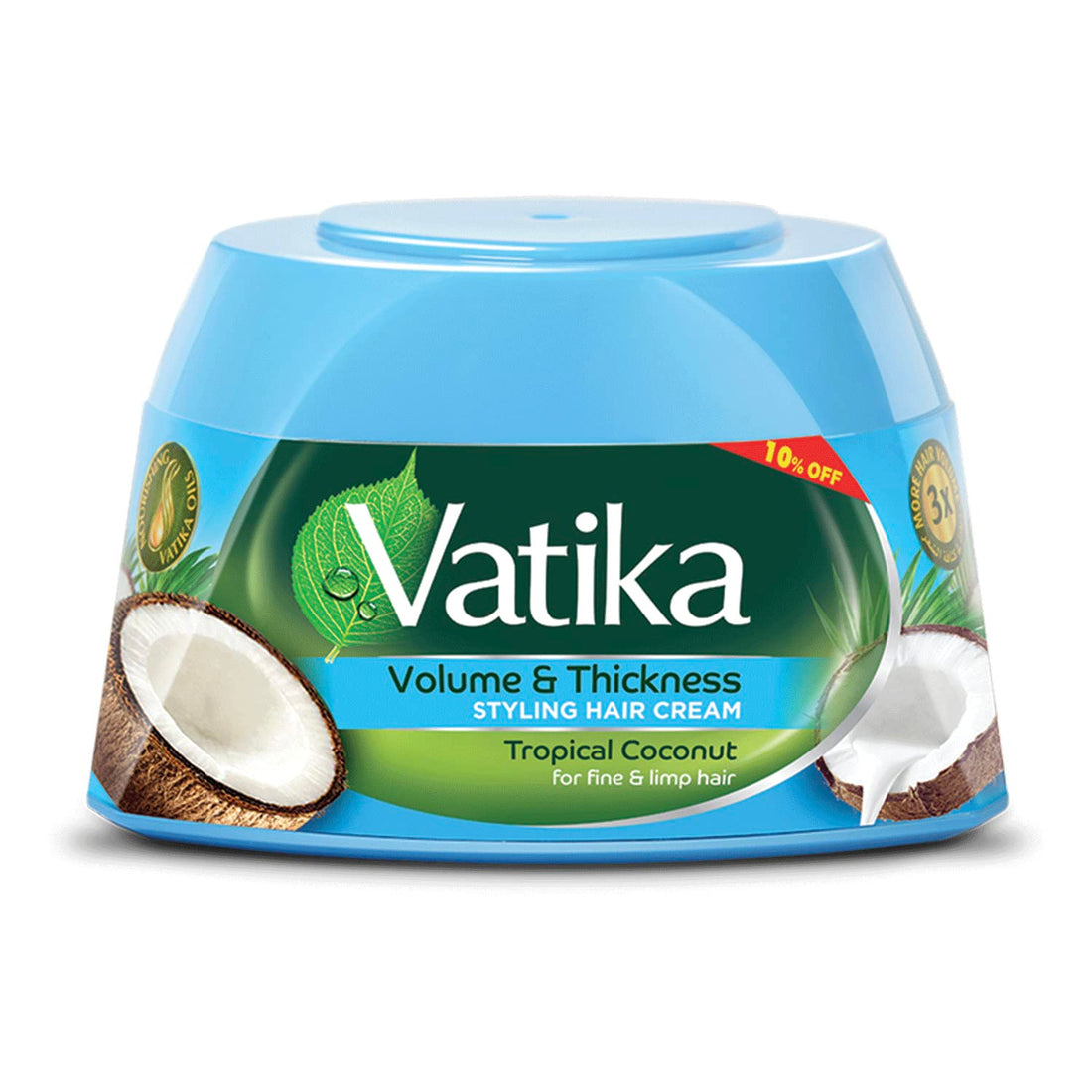 Vatika Naturals Tropical Coconut Styling Hair Cream (125mL) +1 0% OFF| Promotes Volume and Thickness | Nourishing Vatika Oils | For Fine and Limp Hair