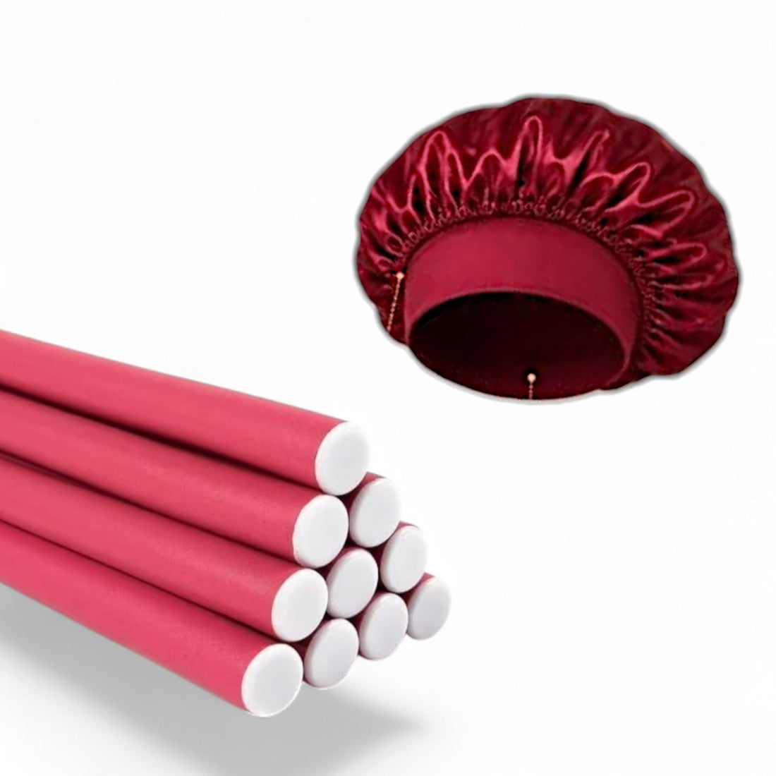 Heatless Hair Curler Flexible Curling Rods, 10 Pcs Twist-Flex Foam Hair Roller, For Short and Long Hair(0.55 * 9.5 inch) + Satin Bonnet (10pcs of sponge hair curlers + satin Bonnet)