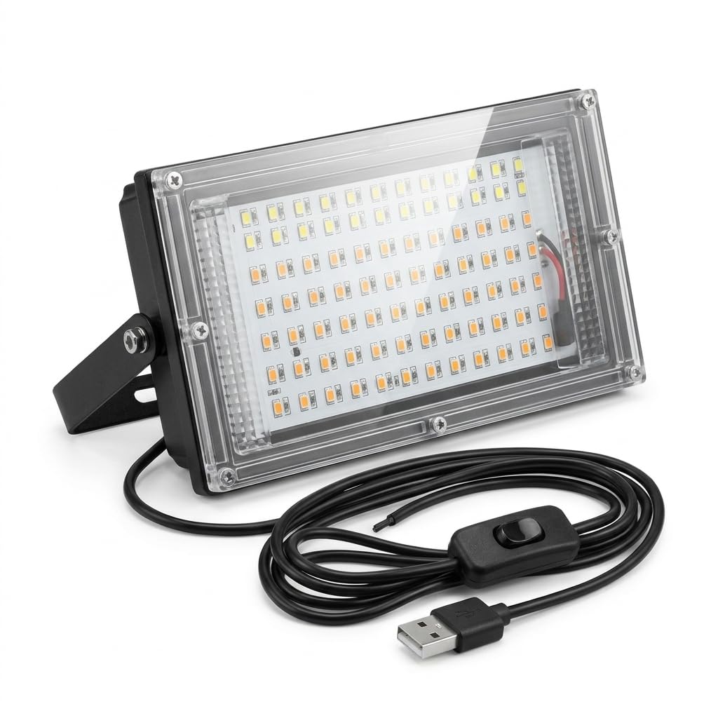 Full Spectrum Pink LED Grow Light, with USB Power Cable, 50 LED Beads, for Vegetables, Succulents, Flowers, Fruits.Model:HA-0426