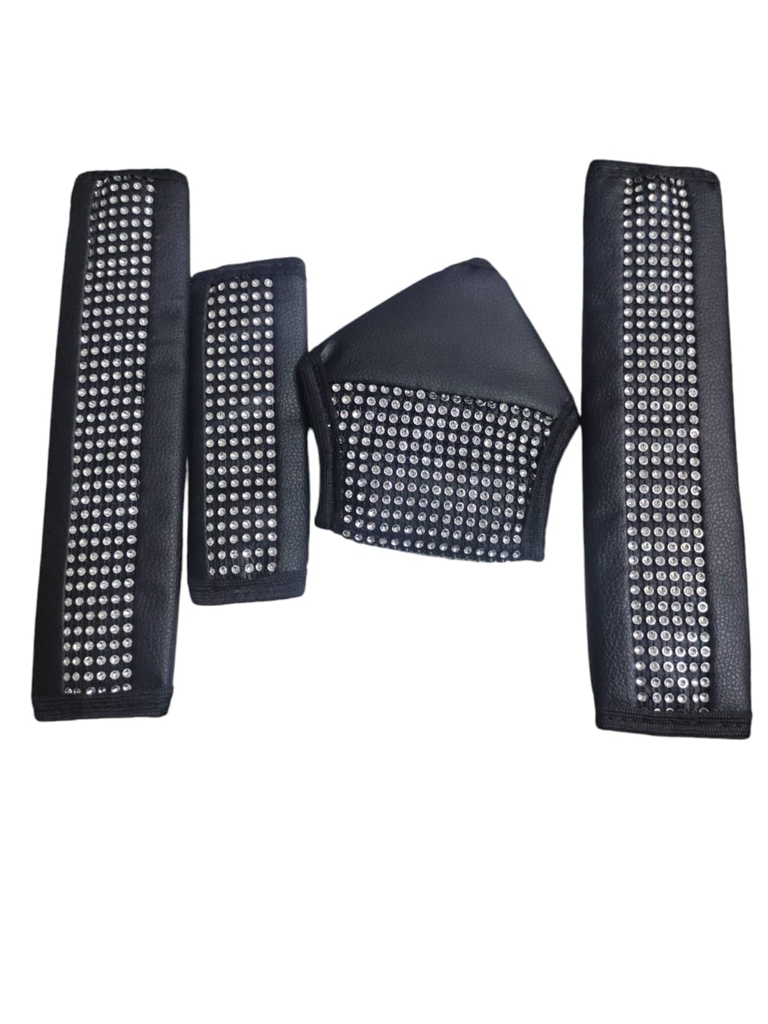 4 Pieces Leather Car Seat Belt Cover Handbrake Case Bling Bling Bling Rhinestone Car Seat Belt Case for Women - Scorpion