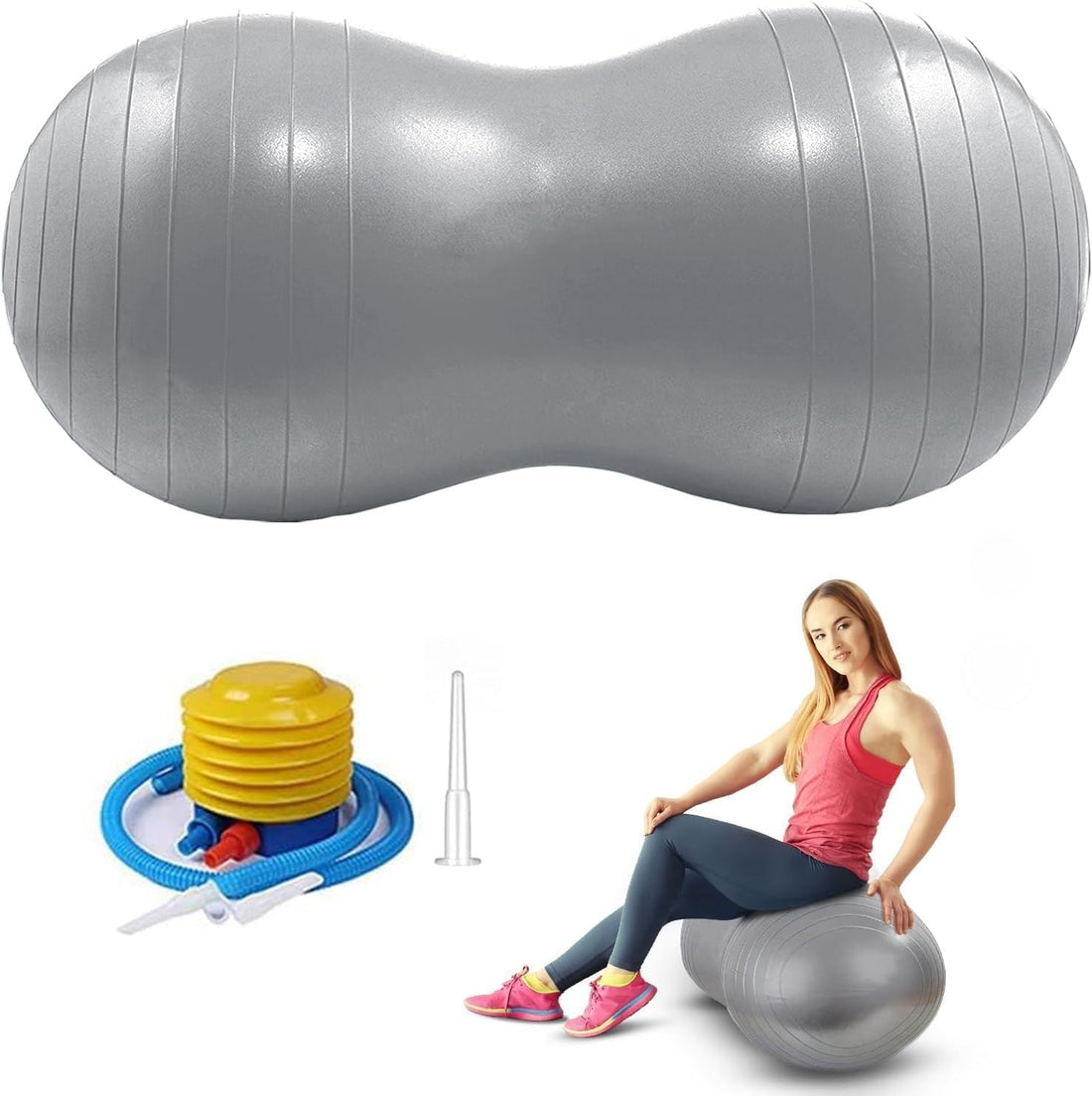 KEVJ Peanut Ball Size 45x90 cm Shaped Swiss Stability Yoga Exercise Balance Ball for Kids Labor Birthing Physio Therapy Fitness Gym Workout Exercise Ball