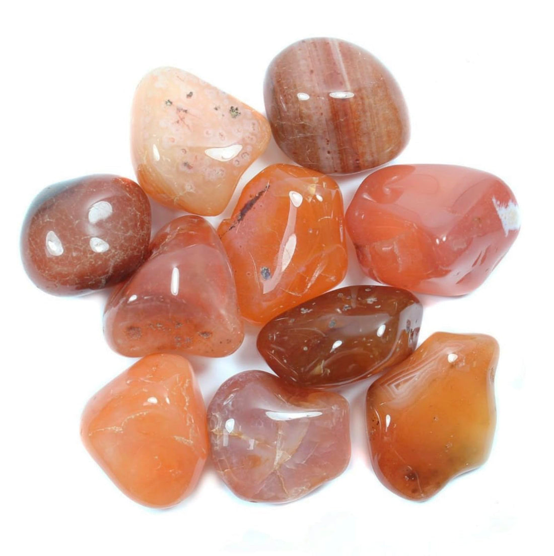 LAVERNE Natural Carnelian Tumbled Stones, Polished Crystal Healing Rock, 1 Piece, Orange and Brown