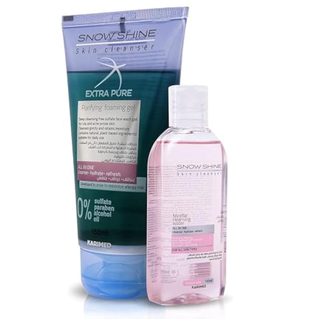 SNOWSHINE SNOW SHINE Free Sulfate Face Wash Gel For Oily Skin 150ML Plus Micellar Water 100ML