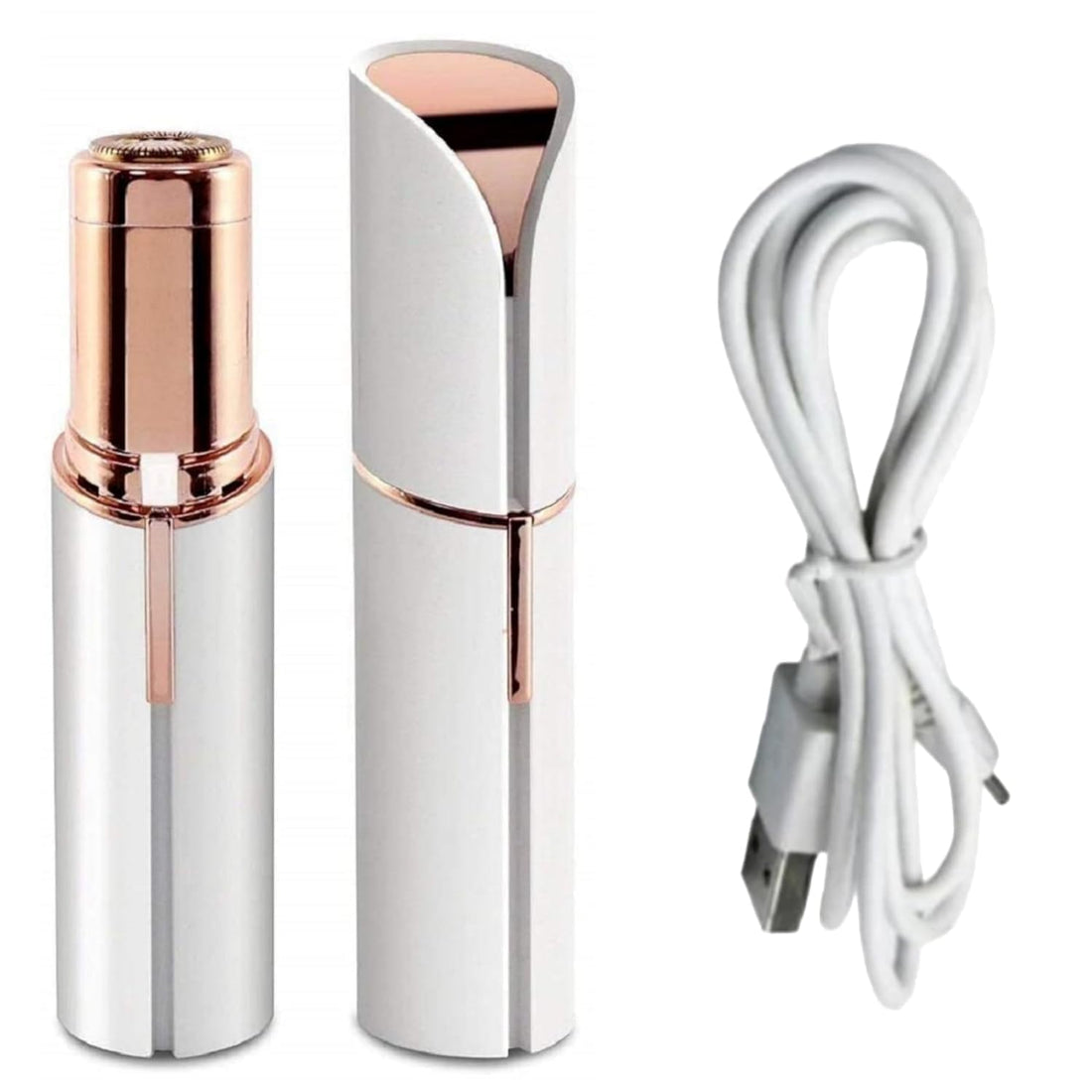 Hair Remover For Women Skincare Lipstick Shape Mini Epilator trimmer Machine for face, Upper Lip, Chin, Eyebrow, etc. with Battery (White)