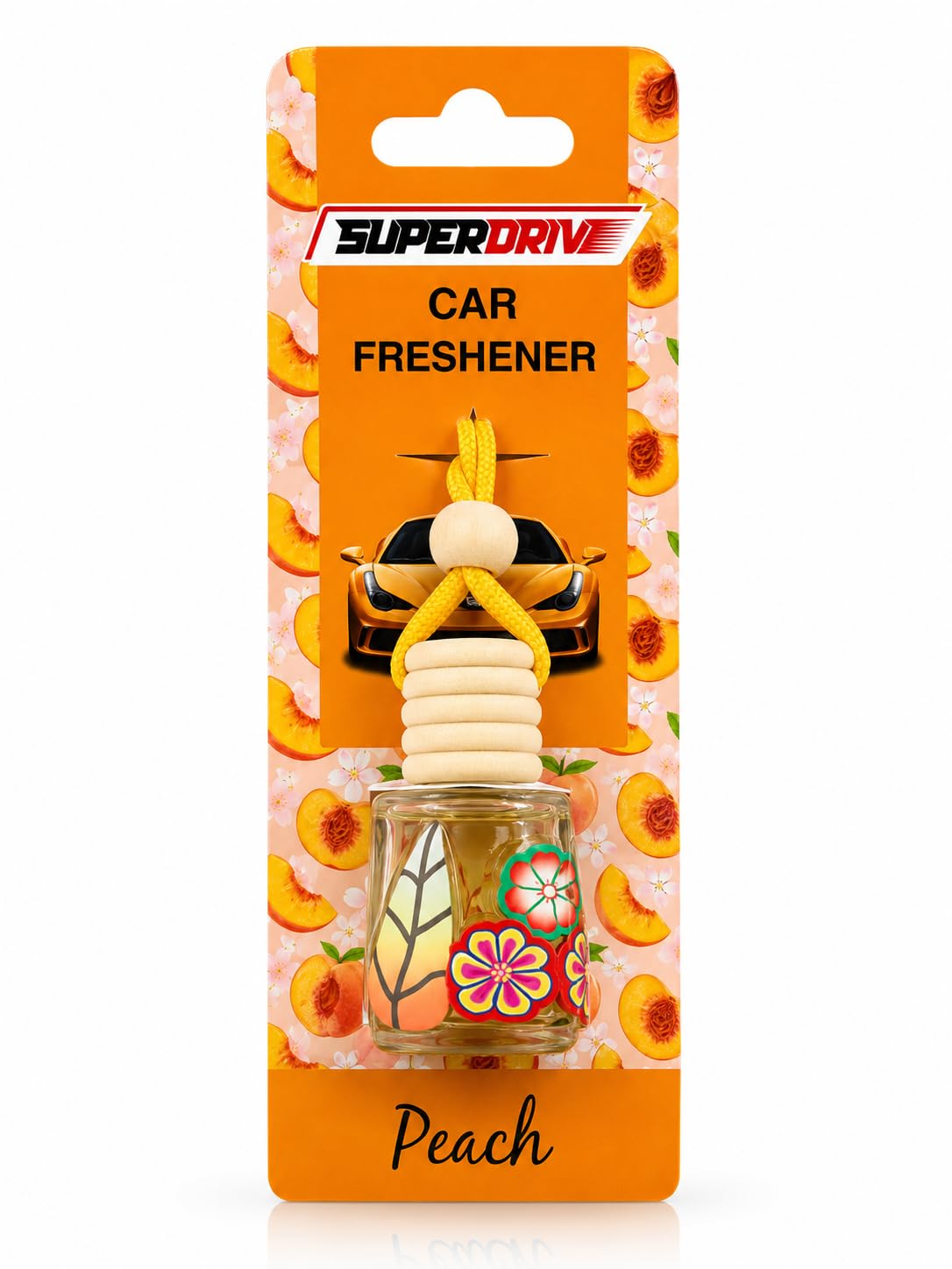 Car Air Freshener on Mirror with Fragrant oils with Wooden Diffuser Lid,Peach, Blue