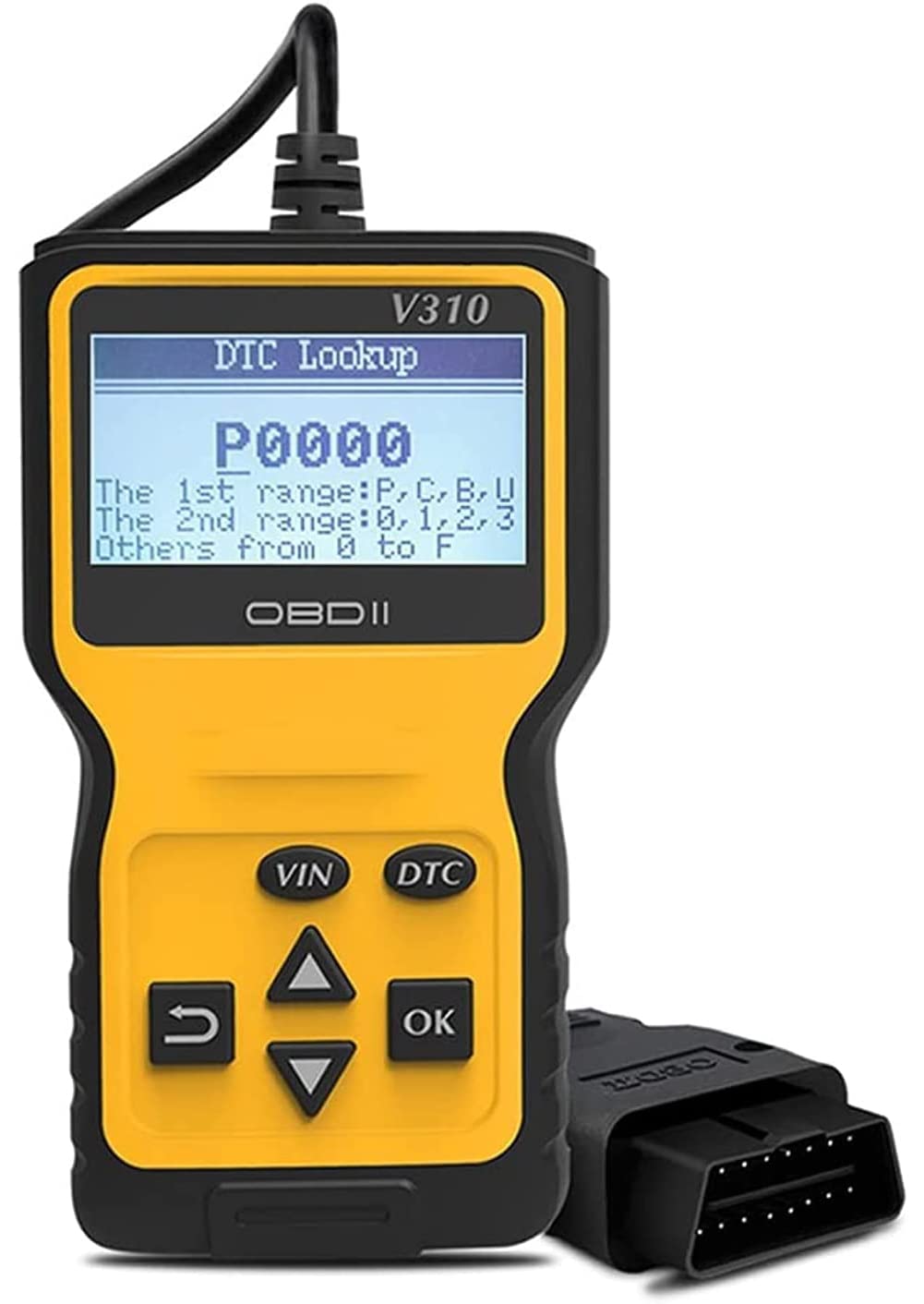 Car V310 OBD2 Scanner Code Reader Engine Fault Code Reader Scanner CAN Diagnostic Scan Tool for All OBD II Protocol Cars Since 1996, Yellow