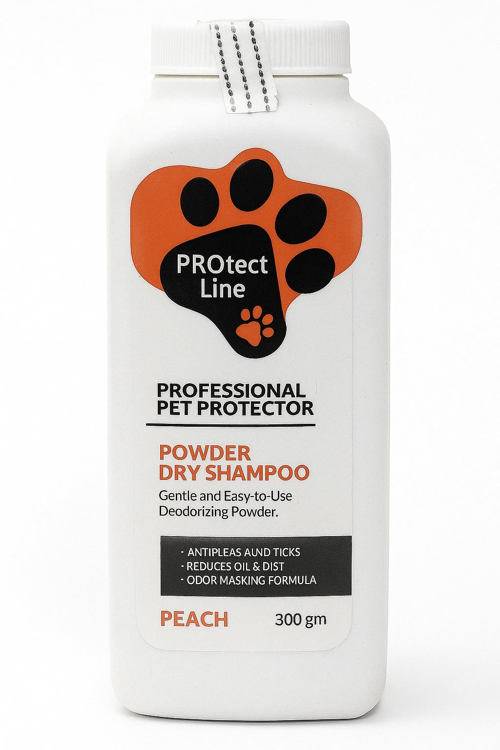 PROtect Line Natural Dry Pet Shampoo – Anti Bug & Flea – Removes Oils & Odors – Apple, Peach & Jasmine Scent – 150g/300g (300g, Peach)