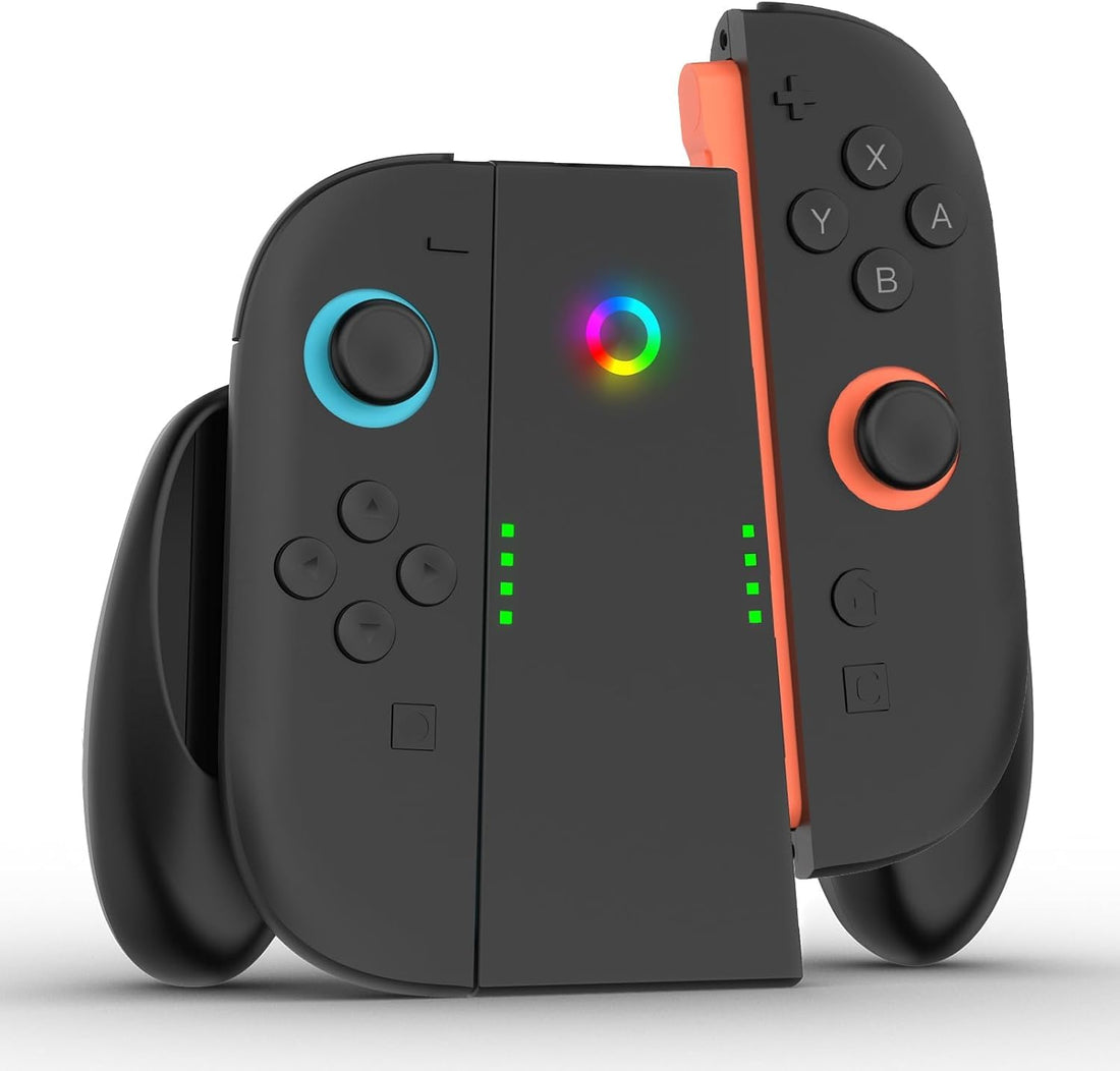 Switch 2 Joy Con Charging Grip, Comfort Controller Charger for Nintendo Switch 2 OLED/ODM Accessories, Joy Con Grip with LED Indicator and USB C Cable, Charge Dock Stand