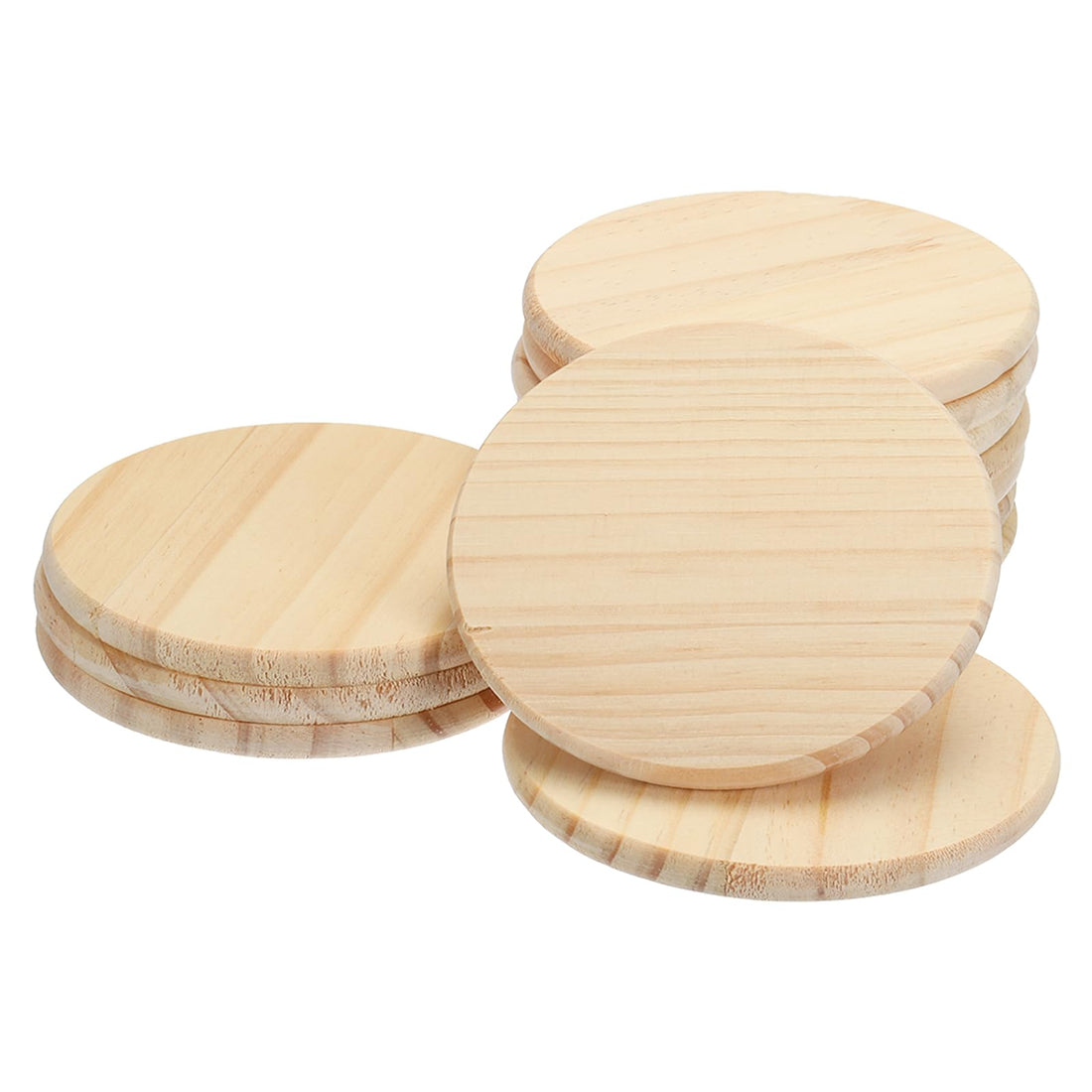 PATIKIL 100x8mm Unfinished Wooden Coasters, 12 Pack Round Wood Coasters Blank Wood Pieces Wooden Slices for Crafts Painting DIY Engraving Wood, Style 1