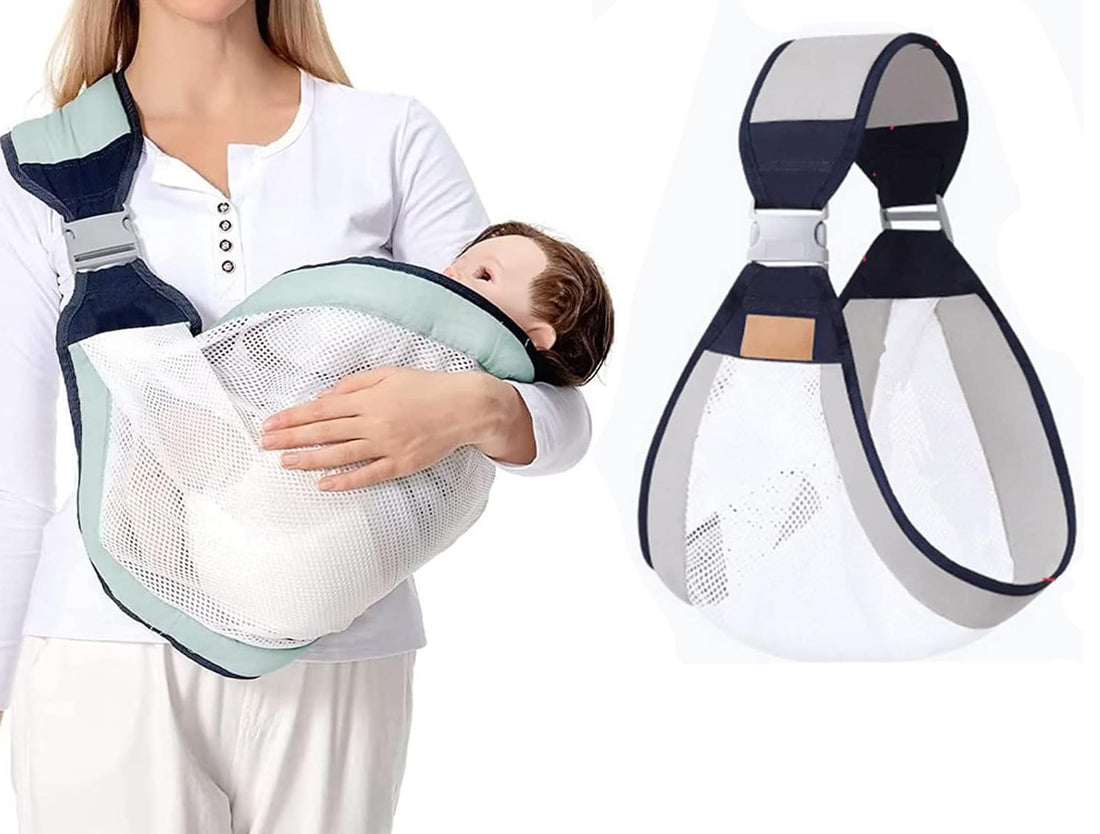 Achievers Baby Carrier, Multifunctional Front Baby Carrier, Breathable Newborn Carrier, 3D Mesh Carry Bag, Black in Grey - By Rana Store