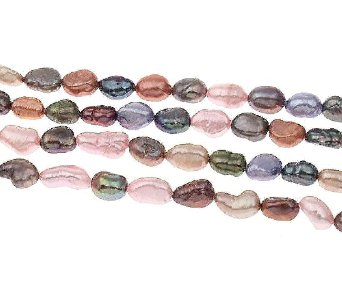 JAZZEEL 22 Pcs Freshwater Cultivated Pearls, 9mm Oval Mix Natural Baroque Beads Gemstones Strand, Jewelry Beads for DIY Chain Crafts, Necklace and Bracelet Making, High Luster Pearls