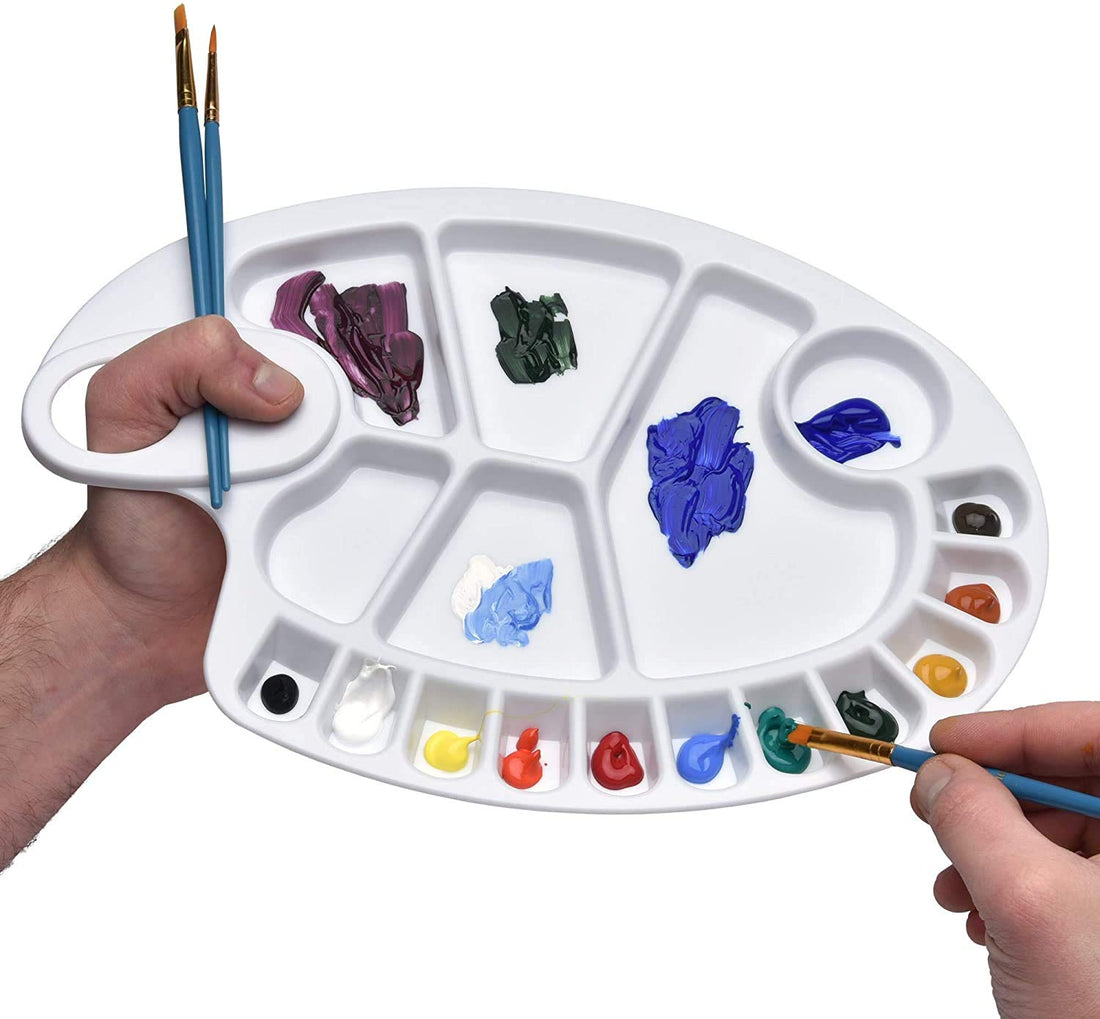 17 Grids Reusable White PVC Paint Palette 8 x 11.8 Inch Non Stick Washable with Thumb Hole Supplies