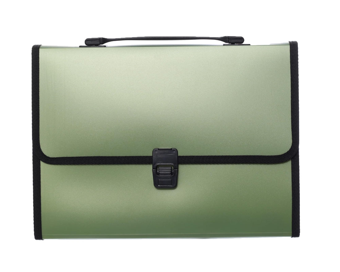 HI TEKNO A4 Premium Document Case, 12 Pockets, Green Opaque (US-0802)