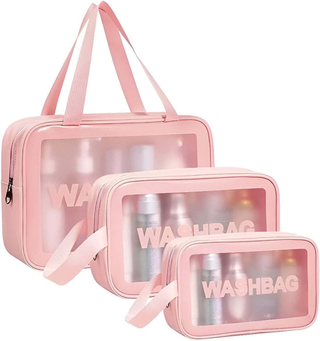 3-Piece Clear Makeup Pouch Set - Transparent Cosmetic Organizer for Women & Girls - Waterproof Toiletry Storage Bags - Ideal for Travel & Home Use, multi, standerd, morden