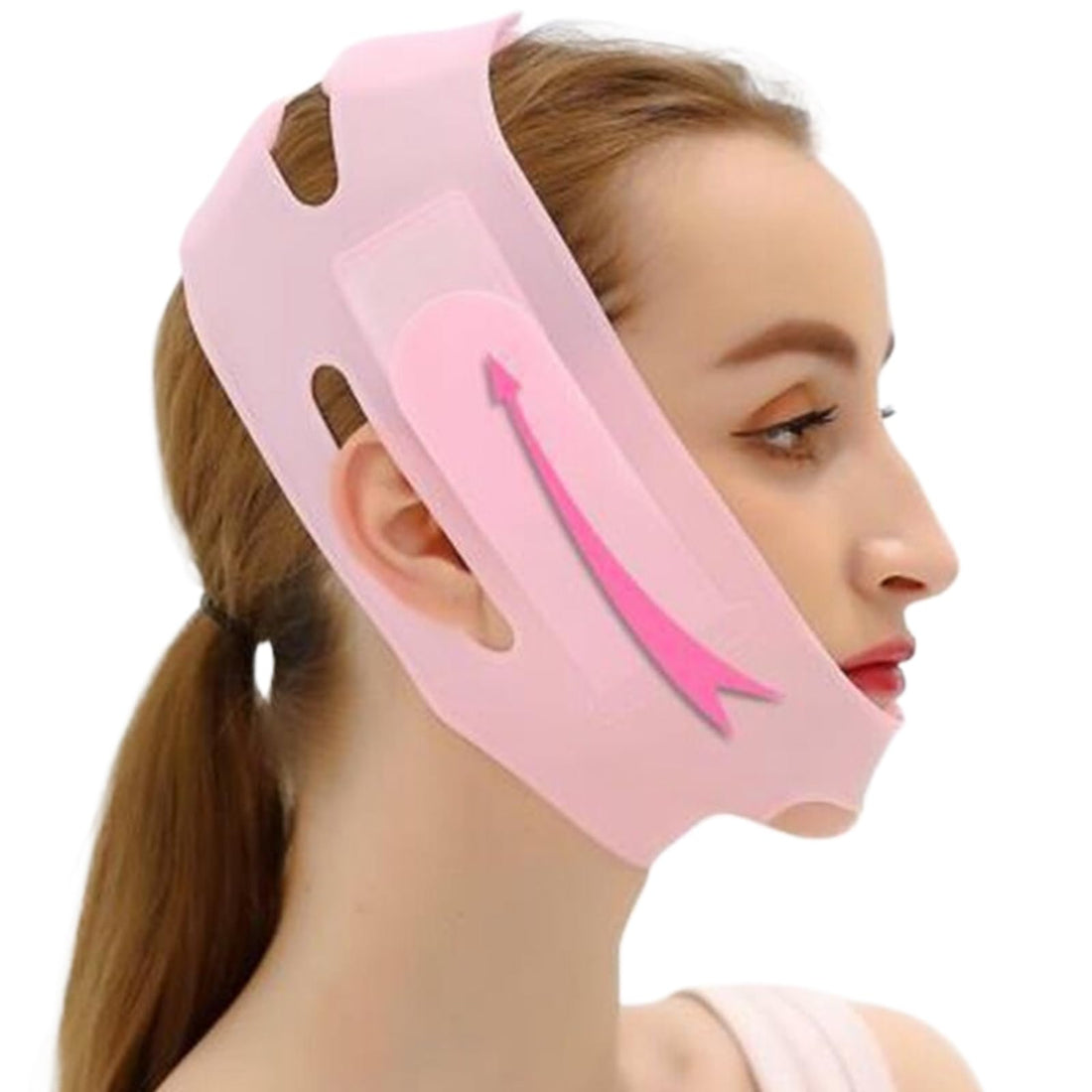 CATOR Reusable Chin Strap, V-shaped Chin Face Tightening Band, Face Lifting Mask for Women, Double Chin Remover, Face Lifting Bandage, Can Be Used Anytime, Pink
