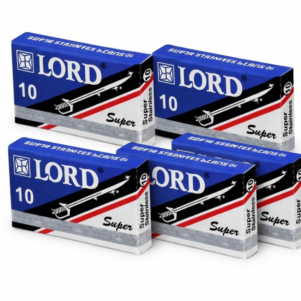 LORD Super Stainless Razor Blades, 5 Boxes, 10 Blades Per Box, 50 Blades Total