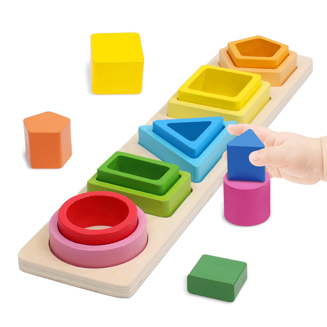 Montessori Toys to Stack and Sort 1 2 3 Years – Montessori Children's Activity and Development Game Educational Games Wooden Puzzle Pastel Colours Montessori Games Gift for Toddlers 1 Year